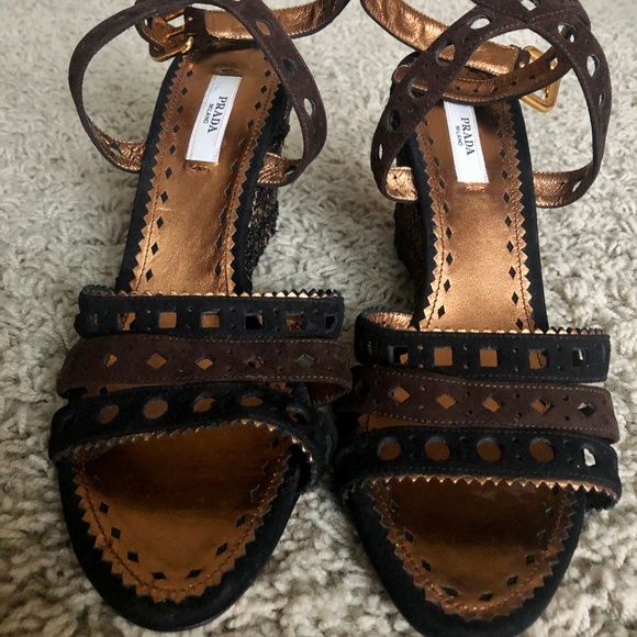 LIKE NEW. Prada Copper Wedges - Picture 7 of 8